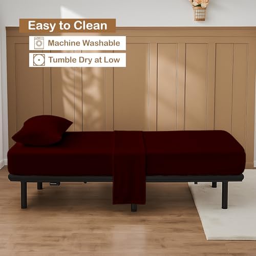ARlinen 4 PCs Cot Sheets Sets 30" X 75", Egyptian Cotton Fitted Mattress Fits Upto 4"-8" Deep Perfect for Narrow Twin/RV Bunk/Guest Bed Replacement/Camping, Burgundy - Image 5
