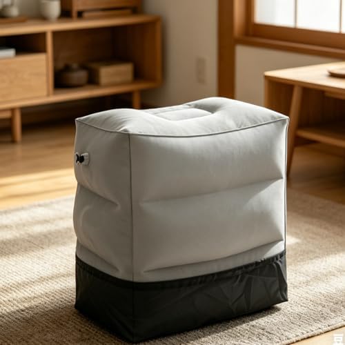 2 Sets Inflatable Travel Foot Rest Pillow for Airplane and Train Use with Foldable Design, Laminated Flocking Material, Ergonomic Ultraportable Foot Stool for Family Air Travel - Image 5
