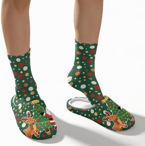 Christmas Slippers for Women Washable House Shoes with Cute Socks - Image 4