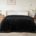 Exclusivo Mezcla Striped California King Fleece Bed Blanket, Black by ExclusivoMezcla