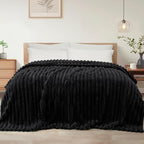 Exclusivo Mezcla Striped California King Fleece Bed Blanket, Black by ExclusivoMezcla