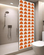 Window Privacy Film Frosted, Orange Boho Static Cling Door Window Covering, Middle Century Geometric Abstract Art UV Blocking Windows Film for Office, Hotel, Bedroom, 29.5 x 78.7 Inches - Image 3