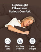 King Standard Pillow Cases - 6 Pack Pillowcase Covers - 20" x 36" (Brown) - Image 3