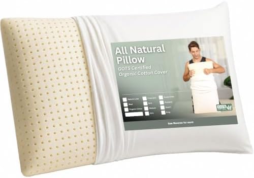 ORGANIC TEXTILES 100% Talalay Latex Bed Pillow with GOTS Certified Organic Cotton Cover (Queen Size - Soft) - Pack of 1 by OrganicTextiles