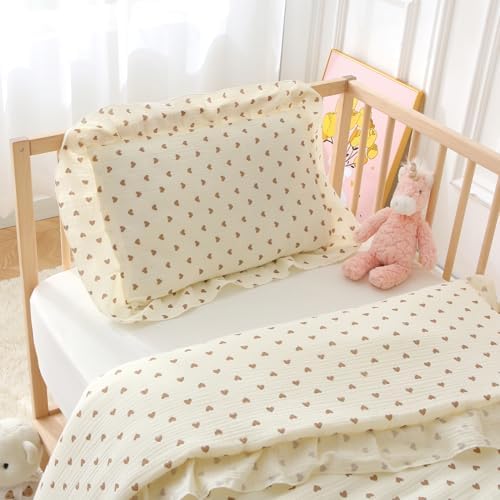 100% Cotton Muslin Toddler Pillowcase 2 Pack，13"x 18" Ultra Soft Breathable Travel Pillow Case Cover,Ruffle Pillow Case for Newborn,Nursery,Boys,Girls,Machine Washable - Image 3