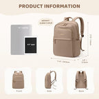 Hiking Travel Backpack for Women Casual Business Weekender Multilayer Laptop Bag,16 Inch,Champagne Brown - Image 4