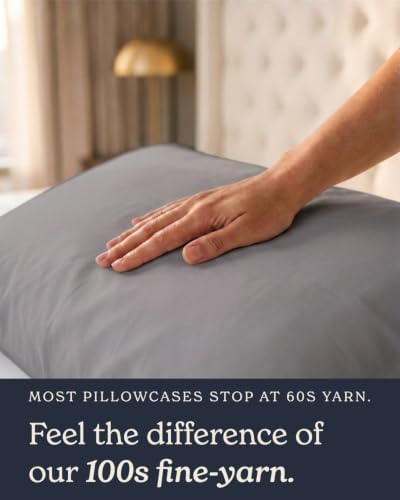 Beckham Hotel Collection King Pillow Cases Set of 2, Cool Touch Sateen Pillowcases, 500TC Cotton, Silky Smooth & Soft, Open End, Dark Gray - Image 7