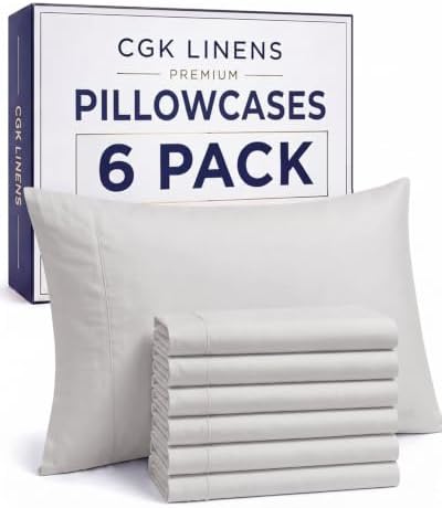 Queen Pillow Cases - 6 Pack Pillowcase Covers - 20" x 30" (French Grey) by CGKUnlimited