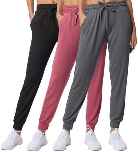 3 Pack Women's Joggers Sweatpants Lounge Pants Yoga Workout Pajama Pockets by RealEssentials
