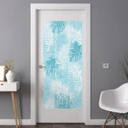 Window Privacy Film Frosted, Cyan Blue Palm Trees Tropical Non-Adhesive Static Cling Window Tint, Summer Beach Botanical Insulated Windows Frosted Films for Living Room, 35.4 x 78.7 Inches - Image 3