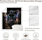 Black Panther Sherpa Blanket Neon Animal Print Throw Blanket for Men Soft Warm Cozy 50x60 Inches Dark Power Design Gamer Room Bedroom Decor Gift for Birthday Housewarming Anniversary - Image 7