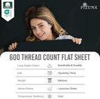 Pizuna 100% Cotton Twin XL Sheet Set 600 Thread Count Black - Image 2