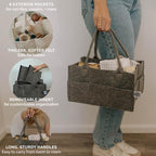 Parker Baby Co. Felt Diaper Caddy Organizer - Large, Charcoal - Image 5