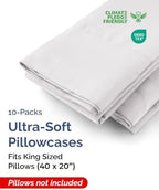 King Pillow Cases - 10 Pack Pillowcase Covers - 20" x 40" (French Grey) - Image 2