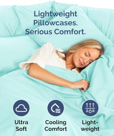King Pillow Cases - 10 Pack Soft Pillowcase Covers - 20" x 40" (Spa Blue) - Image 3