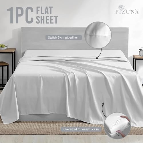 Pizuna Pure 100% Cotton King Flat Sheet 600 Thread Count White - Image 3