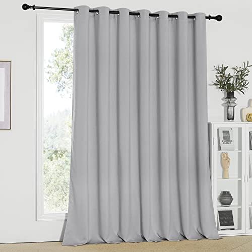 NICETOWN Sliding Glass Door Curtain - Blackout Room Darkening Door Vertical Blind for Dining Room/Bedroom with Grommet Top (Silver Grey, W100 x L95, 1 Panel) by NICETOWN