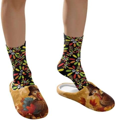 Jeiento Fuzzy Slippers and Sock Set Women's Warm Cozy Memory Foam House Shoes Soft Slip-on Slides - Image 4