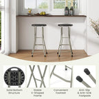 GYMAX Folding Stool, 28in Portable Collapsible Bar Stool with Handle & Steel Frame, 330lbs Sturdy Foldable Lightweight Metal Chair for Outdoor/Indoor Kitchen Home Bar, Assembly Free (Set of 1, 28inch) - Image 4