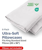 King Standard Pillow Cases - 6 Pack Pillowcases, 20" x 36" - French Grey - Image 2