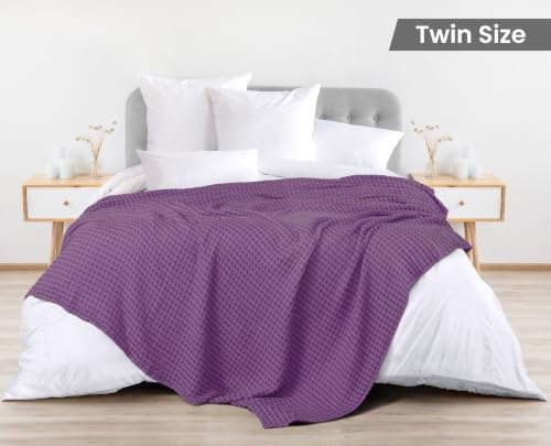 Utopia Bedding 100% Cotton Waffle Blanket Twin Size Plum, 90x72 Inch - Image 2
