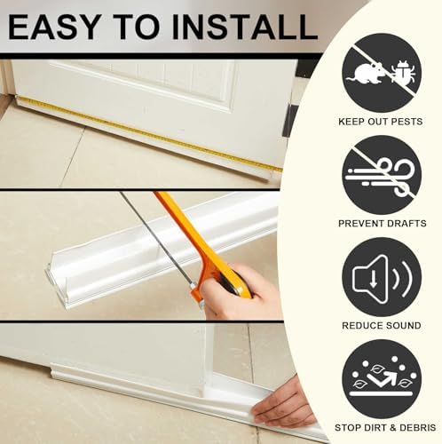 Yaocom 2strip 32" Vinyl U Shape Door Bottom Seal Slide on Door Sweep, White - Image 4