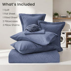 Love's cabin Queen Quilts Bedspreads, 7 Pieces Bed in a Bag, Bluish Grey - Image 6