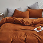 Luxlovery Burnt Orange Comforter California King Rust Bedding Comforter Set Cal King Size Rust Caramel Bedding Set Soft Breathable Blanket Quilts Reddish Brown Comforter Set for Women Men - Image 3