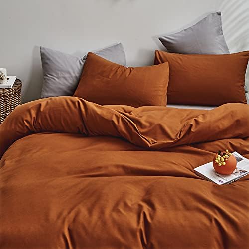 Luxlovery Burnt Orange Comforter California King Rust Bedding Comforter Set Cal King Size Rust Caramel Bedding Set Soft Breathable Blanket Quilts Reddish Brown Comforter Set for Women Men - Image 3