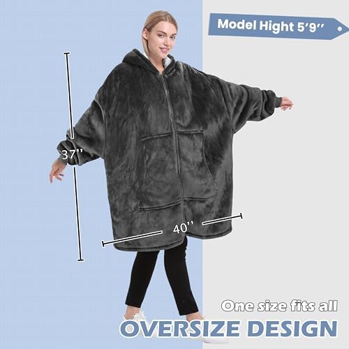 Catalonia Zip Up Wearable Blanket Hoodie, Oversized Sherpa Sweatshirt - Image 4