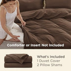 Bedsure Duvet Cover Full Size, 3Pcs Double Brushed Bedding Set, Dark Brown - Image 3