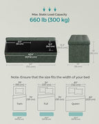 SONGMICS Storage Ottoman Bench, 43.3 Inches Folding Foot Rest Stool - Image 3