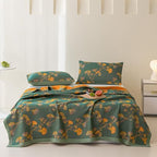 100% Cotton Jacquard Quilt Floral Ginkgo Leaves Print,Soft Muslin Bed Cover 3 Layers Reversible Bedspread Coverlet Breathable Lightweight Bedding,Full/Queen(78"x94"), No Pillow Sham by Purefair
