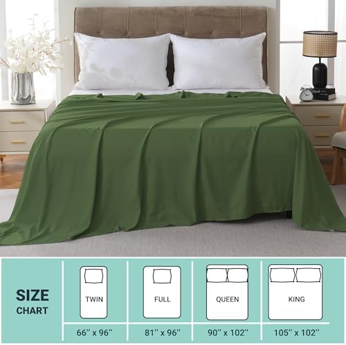 ZPECC Twin Flat Sheets Only Oliev Green 6 Pack, Color-Coded Hem Threads - Image 5