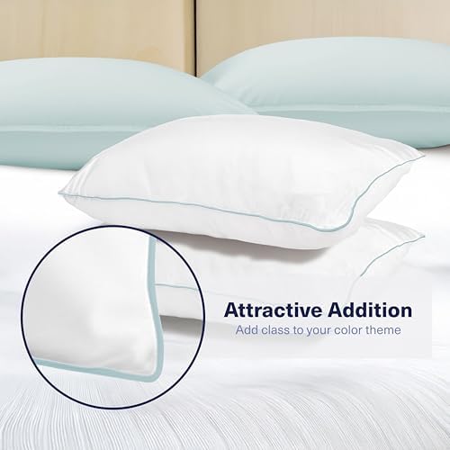 Kickoff Viscose Bamboo Pillowcase, King, Set of 2, 100% Organic Hidden Zippered Viscose Bamboo Pillow Case King Size, Cooling Pillow Cover for Hot Sleepers (20"x40", Trimmed, Coastal Blue) - Image 3