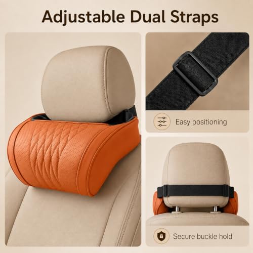 Memory Foam Car Headrest Pillow, Car Neck Pillow for Driving (Brown, 2 Pcs) - Image 4