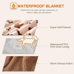 Washable Waterproof Dog Blankets for Large Dogs 50"x60" Beige - Image 3