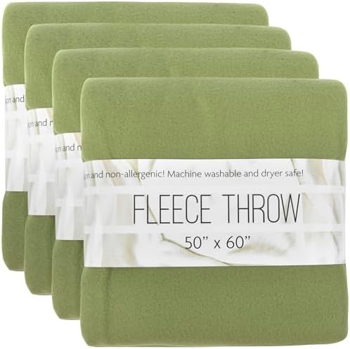 (24 Pack) Bulk Fleece 50x60 Throw Blankets for Wedding Favors, Homeless Women, Men, Homes, Bed, Sofa, Couch, Office, Pet Blankets, Travel | Soft Warm Lightweight Throw Blankets in Bulk (Green) by TrailmakerBuiltforLife%E2%80%99sAdventuresBigandSmall