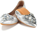 KUNWFNIX Women Ballet Flats Rhinestone Wedding Ballerina Shoes Foldable Sparkly Comfort Slip on Flat Shoes by KUNWFNIX