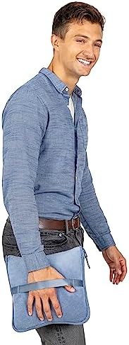BlueHills Travel Blanket Pillows for Two Airplane Traveling Essentials Flight Throws in Bag case with Backpack Clip Compact Large Plane Accessories – Brown and Grayish Blue - Image 7