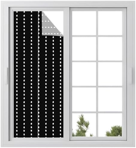 Window Privacy Film Frosted, Geometric Stripes Static Cling Door Window Covering, Polka Dots Abstract Minimalist Black UV Blocking Windows Film for Office, Hotel, Bedroom, 29.5 x 78.7 Inches by Unknown
