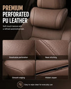 Ergonomic Headrest and Lumbar Support Set for Car Seats, Breathable Perforated Leather Car Pillows, Luxurious Memory Foam Neck Pillow for All Cars, Eases Neck Fatigue for Long Driving(Orange) - Image 4