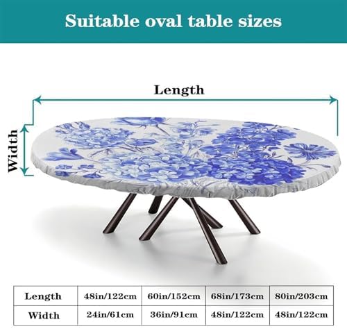 Dining Table Protector Pad, Plaid Pattern Printed on Elastic Table Covers, for Home & Daily Use Nightstands, Fits for 42" x 60" Oval Tables - Image 4