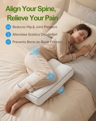 Knee Pillow for Side Sleepers, Memory Foam Leg Pillow, White - Image 6