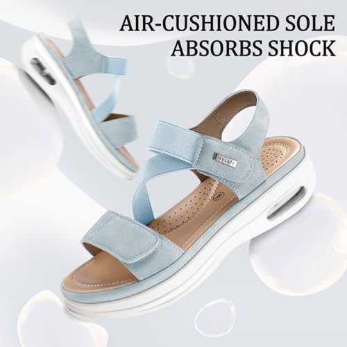 mysoft Women's Comfortable Walking Sandals Platform Wedge Ankle Strap - Image 2