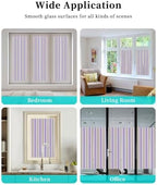 Window Privacy Film Frosted, Purple Brown Striped Static Cling Door Window Covering, Modern Farmhouse Vertical Stripes UV Blocking Windows Film for Office, Hotel, Bedroom, 29.5 x 78.7 Inches - Image 7