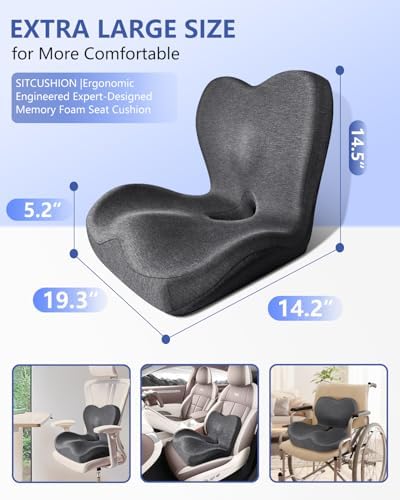 Seat Cushion with Back Support,Lumbar Support Pillow for Office Chair,X Large Memory Foam Chair Cushions for Sciatica Tailbone Pain Relief Coccyx Pad for Wheelchair, Car, Home, Office, Desk - Image 6