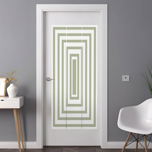 Window Privacy Film Frosted, Sage Green Geometric Non-Adhesive Static Cling Window Tint, Square Minimalist Modern Insulated Windows Frosted Films for Living Room, 35.4 x 78.7 Inches - Image 3