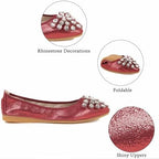 Flats Shoes for Women Rhinestone Wedding Ballerina Shoes Foldable Sparkly Comfort Slip on Flat Dressy Flats - Image 4