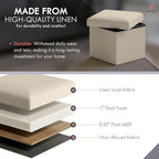Ornavo Home Small Square Storage Ottoman, Set of 2, 12x12x12, Beige - Image 4